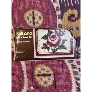 Vintage Sultana Latch Hook Kit Classic Rose 20 X 27” New Sealed Pink 79339